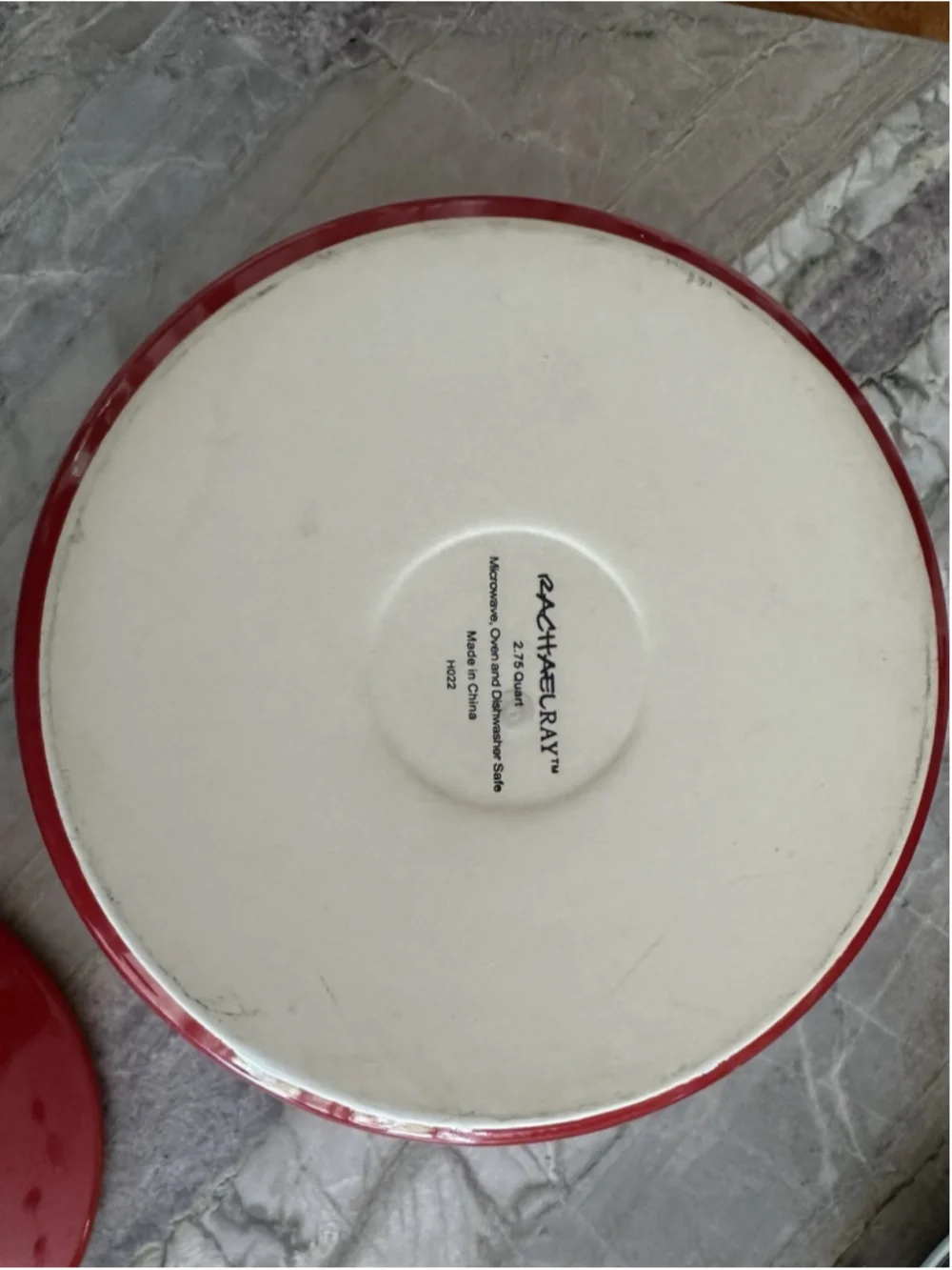 Red Ceramic Casserole Rachael Ray 10”Round Dutch Oven 2.75qt Handle Baking Dish